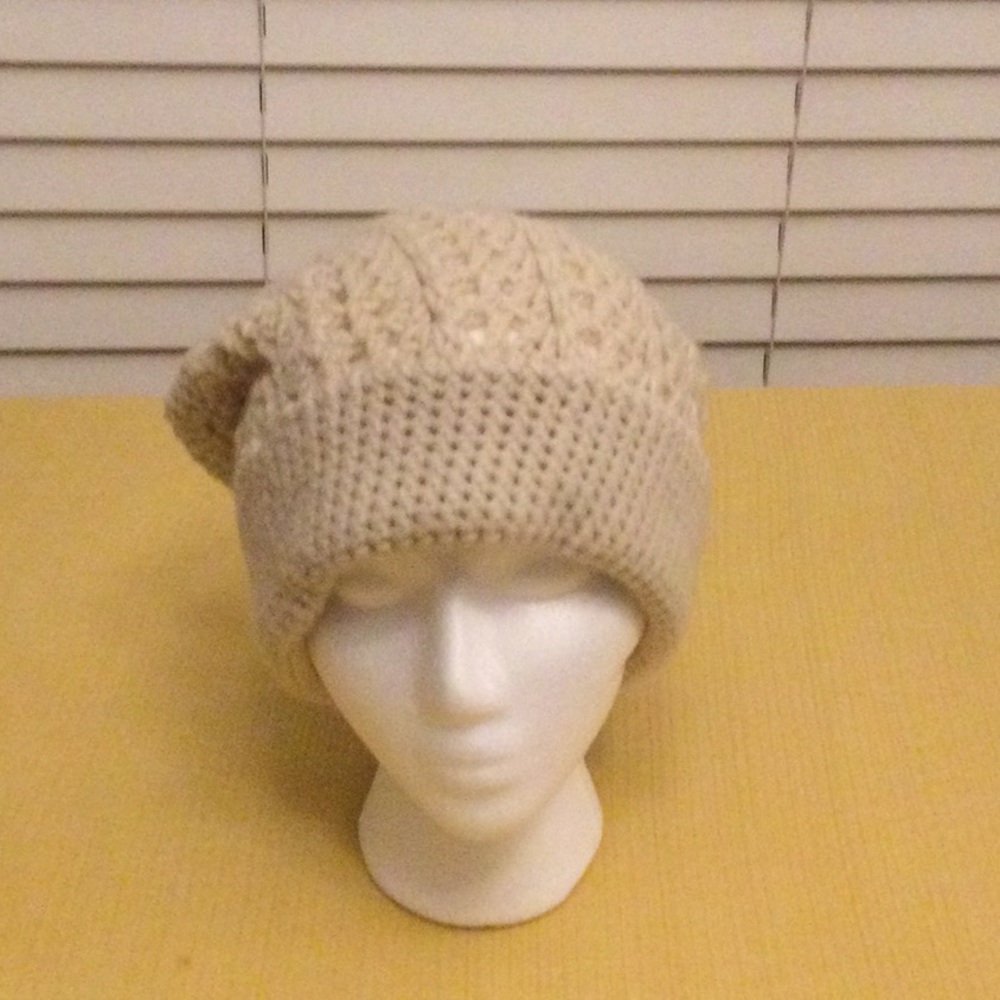 Hand Crocheted Cream Slouch Hat